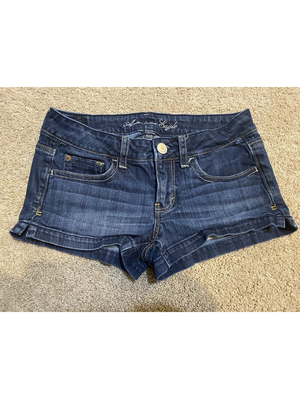 American Eagle Women's Size 4 Stretch Fit Dark Blue Denim Jean Shorts